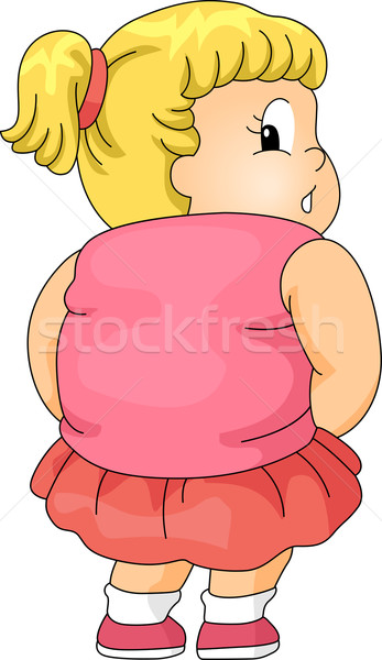 Túlsúlyos lány néz hát illusztráció egészség Stock fotó © lenm