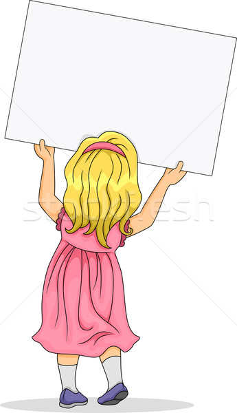 Back View of Little Girl Carrying a Blank Board Stock photo © lenm