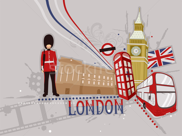 Londen plakboek illustratie brits ontwerp achtergrond Stockfoto © lenm