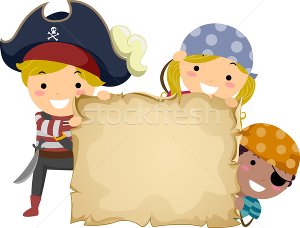 Pirackich papirus ilustracja mały dzieci kostiumy Zdjęcia stock © lenm