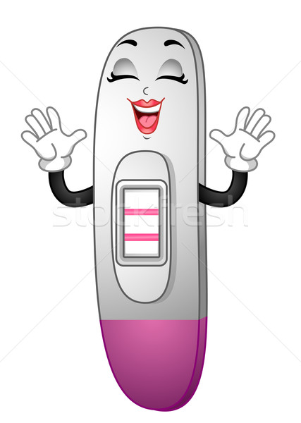Test ciążowy maskotka ilustracja szczęśliwy pozytywny wynikać Zdjęcia stock © lenm