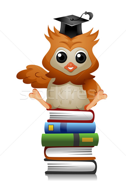 Chouette livres cute séance école Photo stock © lenm
