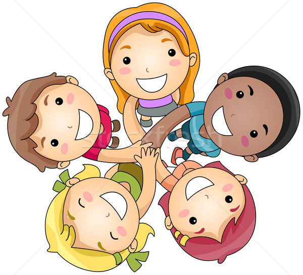 Mâini ilustrare grup mic copii fată copil Imagine de stoc © lenm