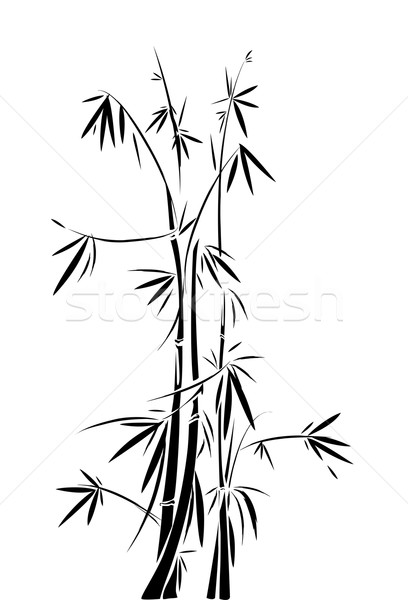 Bambus Schablone schwarz weiß Illustration Wald asian Stock foto © lenm