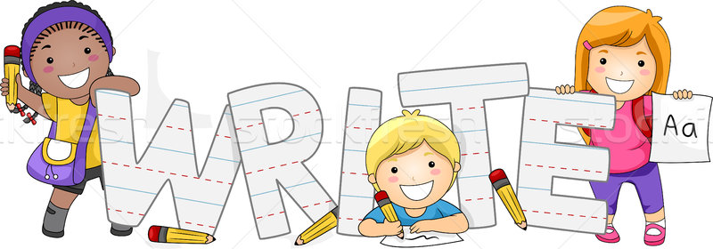 Foto stock: Escrita · crianças · ilustração · aprendizagem · crianças · escolas
