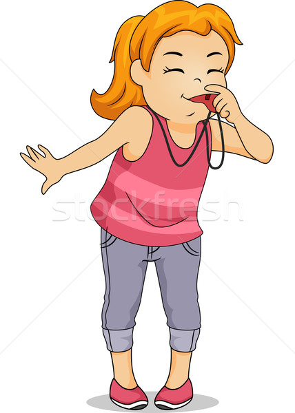 Weinig kid meisje fluiten illustratie Stockfoto © lenm