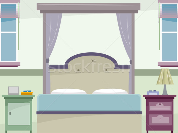 Pastell Schlafzimmer Illustration wunderlich Haus Stock foto © lenm
