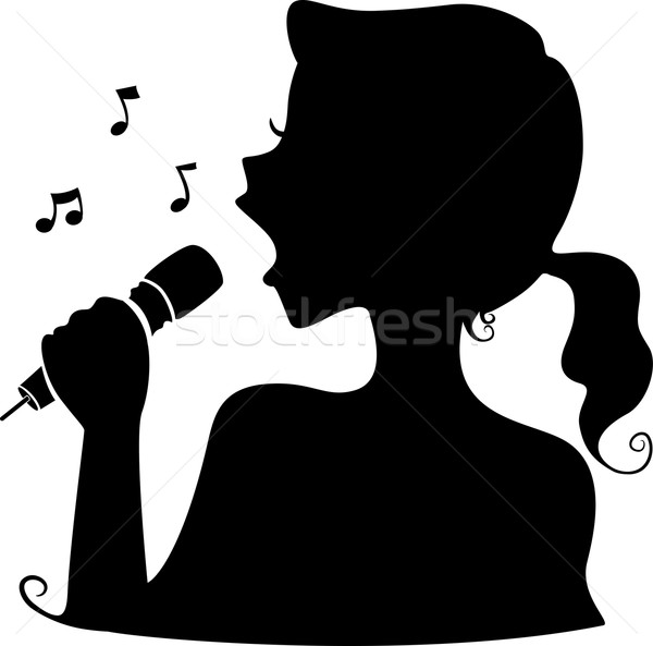 Cantora silhueta ilustração feminino mulher música Foto stock © lenm