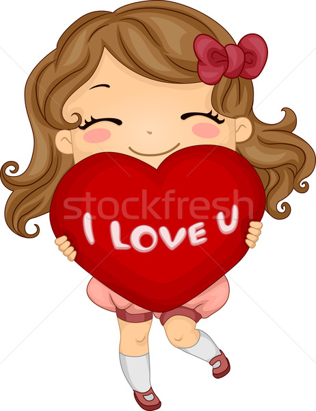 Kussen illustratie meisje liefde kind Stockfoto © lenm