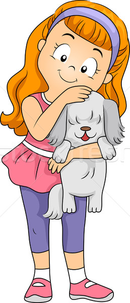 Stockfoto: Kid · puppy · illustratie · jonge · vrouwelijke