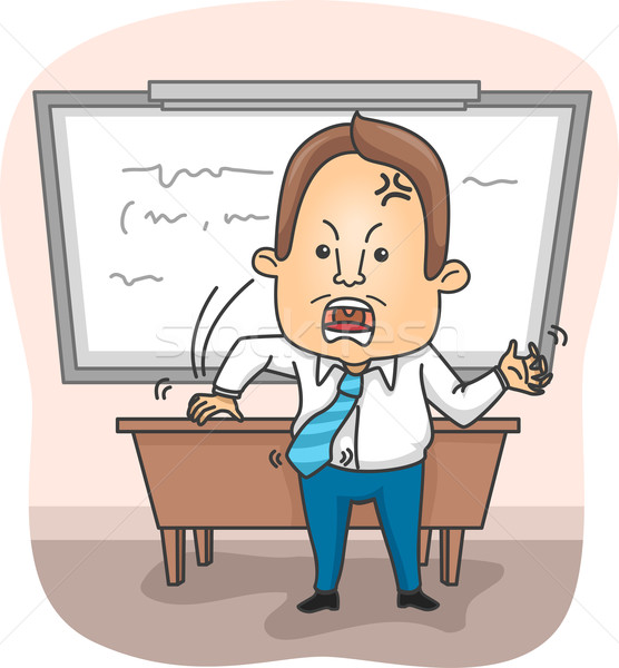 Hombre profesor enojado ilustración profesores escritorio Foto stock © lenm