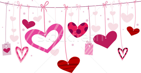 Kalp örnek tasarımlar asılı kartları pembe Stok fotoğraf © lenm