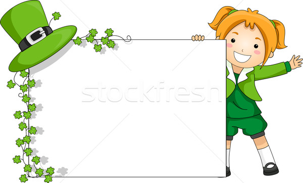 Girl Holding a St. Patrick-Themed Banner Stock photo © lenm
