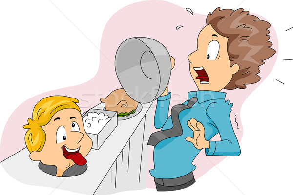 Funny buffet ilustración cabeza fuera mesa Foto stock © lenm