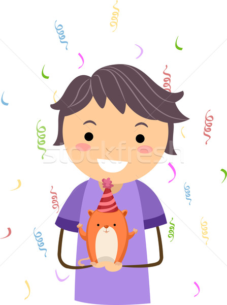 生日 倉鼠 插圖 孩子 慶祝 寵物 商業照片 © lenm