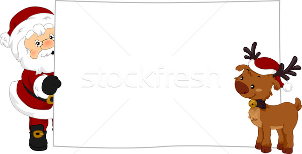 Noel baba ren geyiği afiş örnek birlikte Stok fotoğraf © lenm