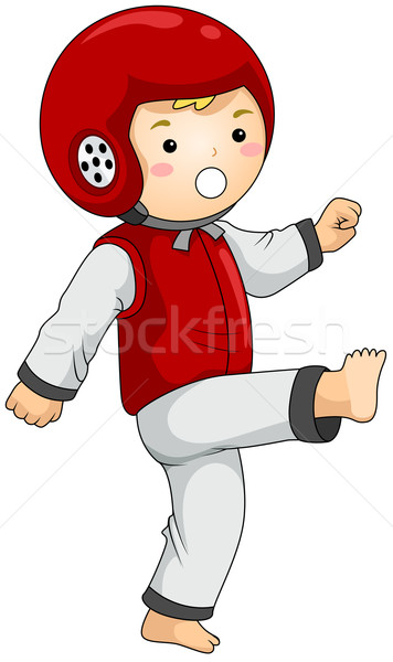 Taekwondo fiú játszik vágási körvonal gyermek klub Stock fotó © lenm