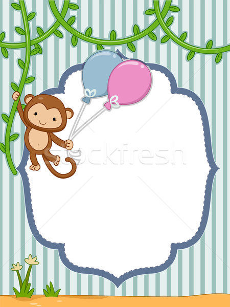 Safari cadre illustration singe suspendu fête [[stock_photo]] © lenm