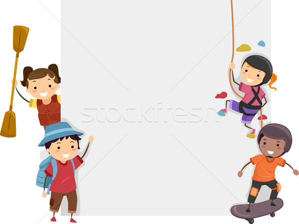 Sport Abenteuer Bord Illustration Kinder unterschiedlich Stock foto © lenm