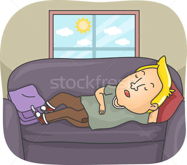 Man Sofa Sleep Day Stock photo © lenm