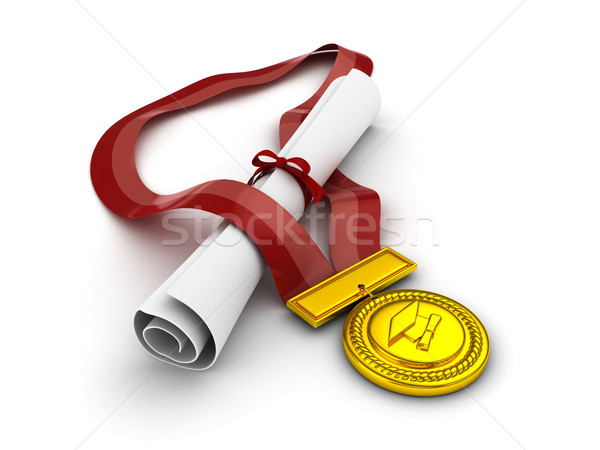 диплом медаль 3d иллюстрации образование исследование окончания Сток-фото © lenm
