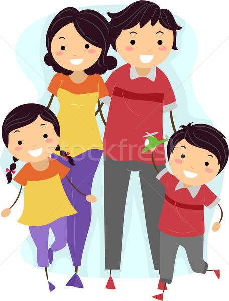összeillő illusztráció család visel férfi gyermek Stock fotó © lenm