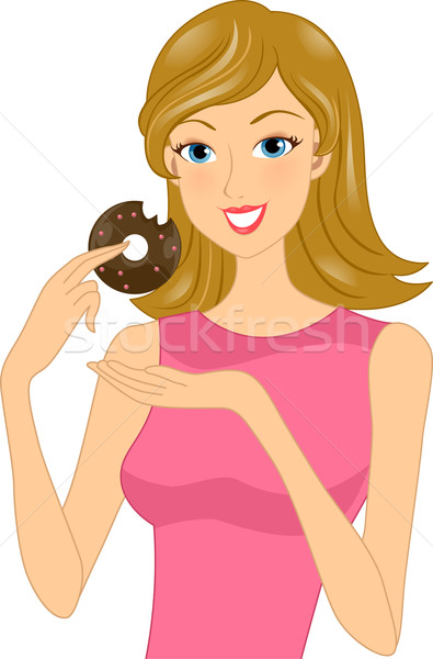 [[stock_photo]]: Donut · fille · illustration · femme · partiellement