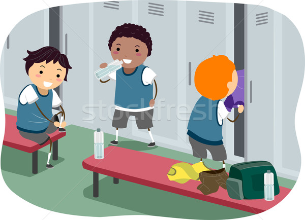 Garçons vestiaire illustration suspendu sur enfants [[stock_photo]] © lenm