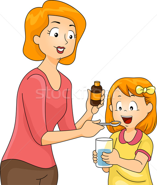 Maman fille vitamines illustration mère vitamine [[stock_photo]] © lenm