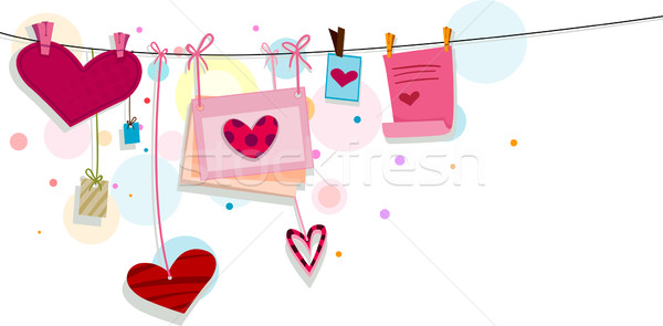 Hart illustratie ontwerpen opknoping liefde cartoon Stockfoto © lenm