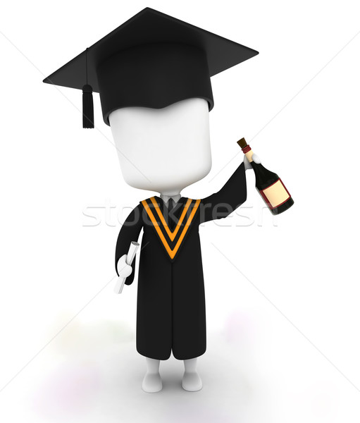 Graduate Holding a Bottle of Wine Stock photo © lenm