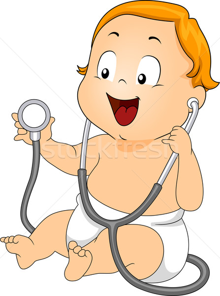 Bébé médecin illustration jouer stéthoscope enfant [[stock_photo]] © lenm