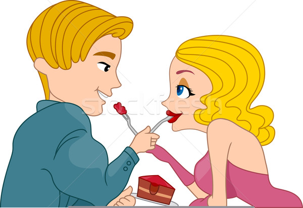 Couple Eating Cake Stock photo © lenm