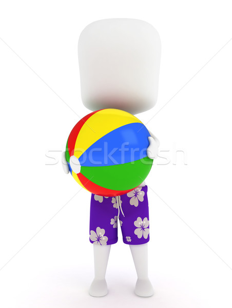 Beachball 3D-Darstellung Mann halten Sommer Ball Stock foto © lenm
