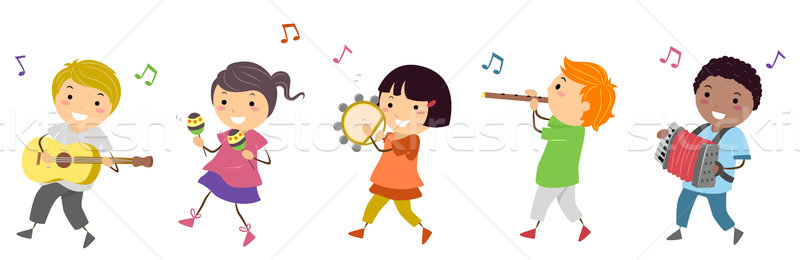 Muzyki parada ilustracja dzieci chłopca dziecko Zdjęcia stock © lenm