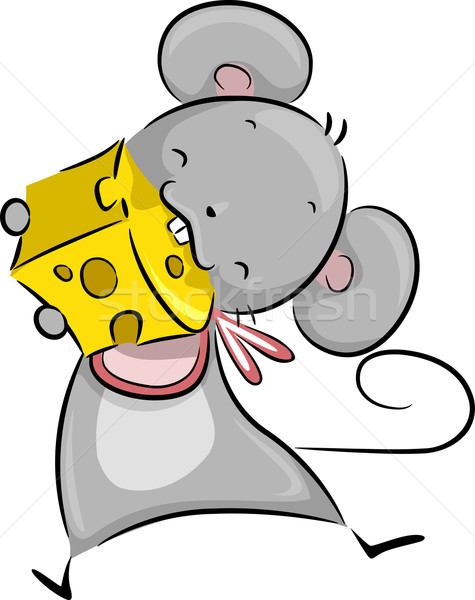 マウス 食べ チーズ 実例 楽しく 幸せ ストックフォト © lenm