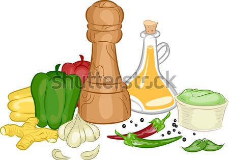 Condiments and Vegetables Background Stock photo © lenm