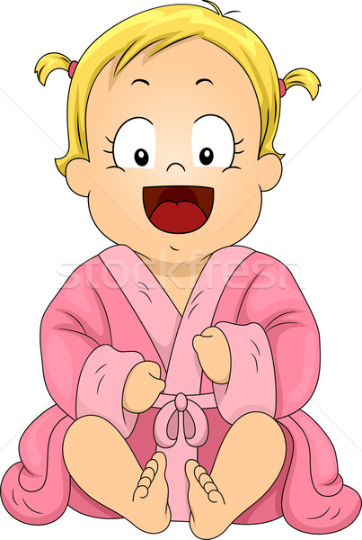 Kąpielowy szlafrok dziewczyna ilustracja cute dziewczynka Zdjęcia stock © lenm