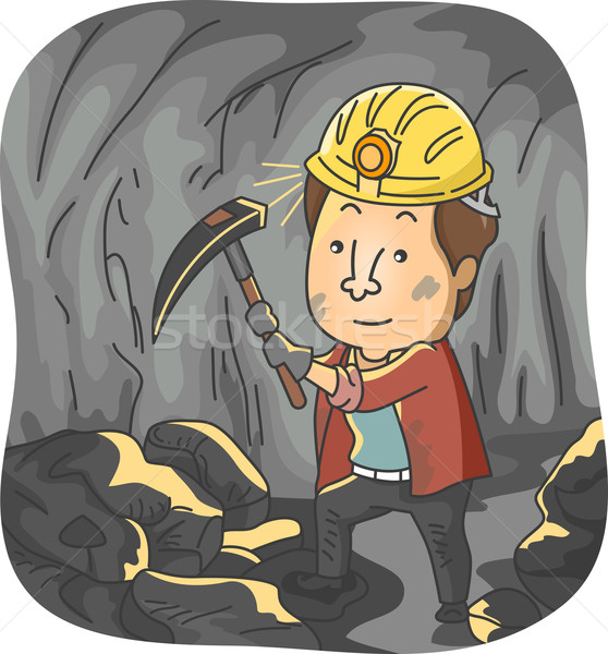 Szénbányász illusztráció férfi bányászat szén állás Stock fotó © lenm