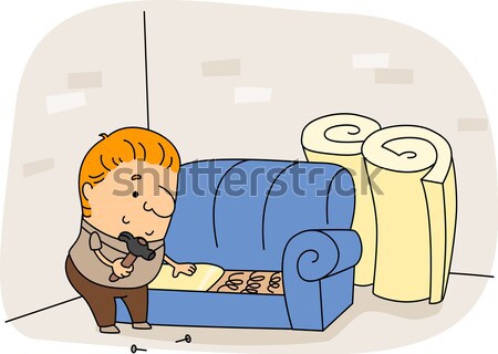 Ilustracja starszych człowiek mokro bed sztuki Zdjęcia stock © lenm