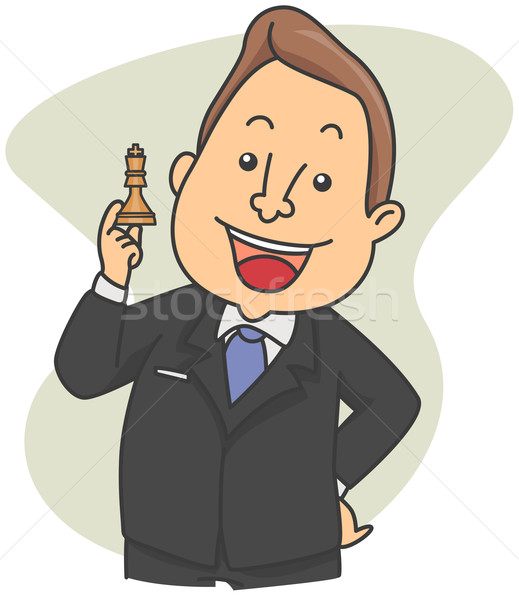 Geschäftsstrategie Illustration Geschäftsmann halten Schachfigur ein Stock foto © lenm