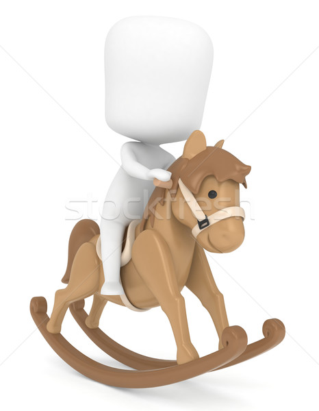 Cheval à bascule 3d illustration Kid équitation cheval cartoon [[stock_photo]] © lenm