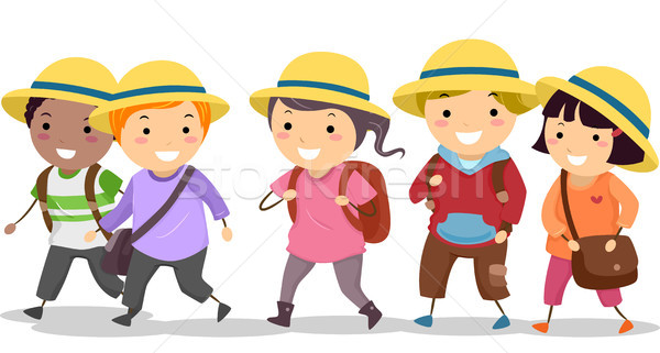 Gyerekek egyenruha kalap illusztráció iskola visel Stock fotó © lenm