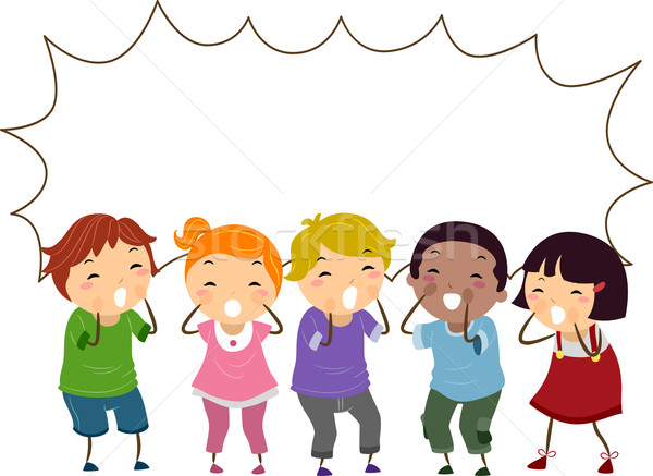 дети речи пузырь иллюстрация девушки ребенка Сток-фото © lenm