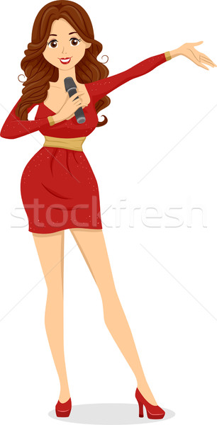 女 插圖 女子 光明 紅色禮服 商業照片 © lenm