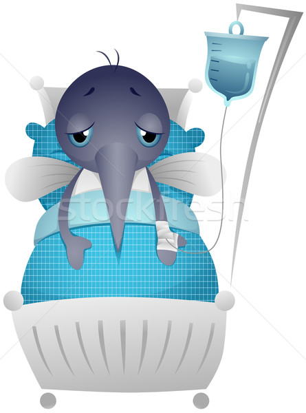 Doente mosquito cama de hospital hospital desenho animado Foto stock © lenm