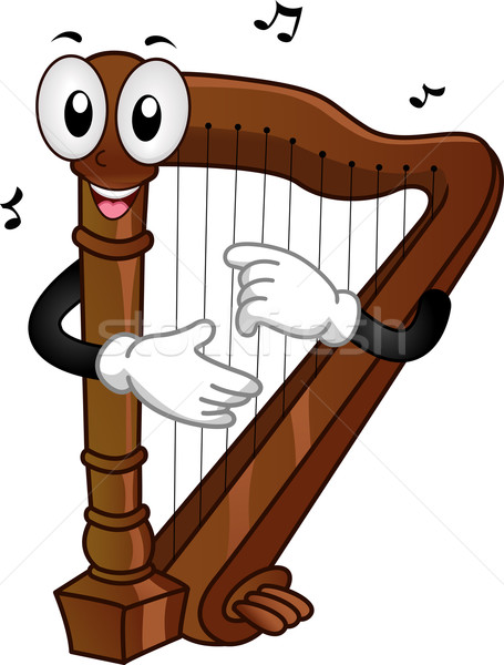 Stockfoto: Harp · mascotte · illustratie · muziek · merkt · vector