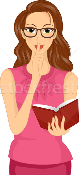 девушки знак иллюстрация книга очки Сток-фото © lenm