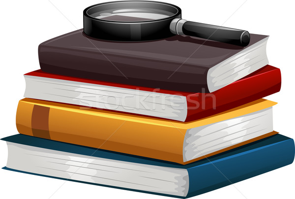 Books with Magnifying Glass Stock photo © lenm