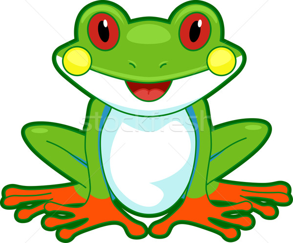 Laubfrosch Vorderseite Illustration breite Lächeln Stock foto © lenm